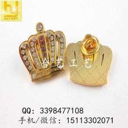 金屬鏤空徽章，皇冠水鉆襟章，鋅合金立體徽章